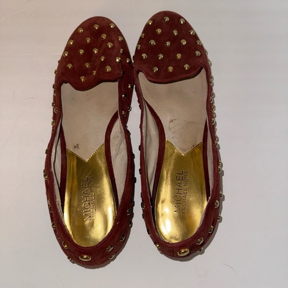 Michael Kors Ailee Studded Suede Pointed Toe Flats Cinnabar - Picture 7 of 12